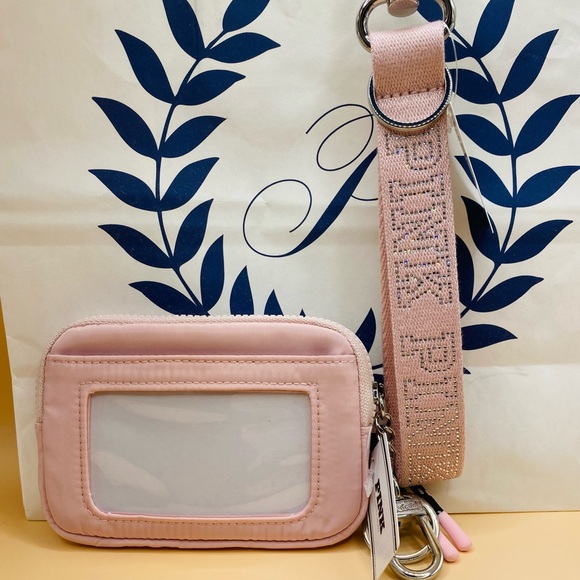 Victoria's Secret PINK Rhinestone Strap & Card Case Keychain in Dollhouse Pink - Picture 2 of 11